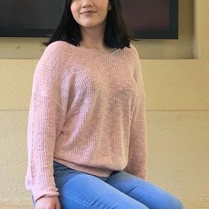 knit open back cross top